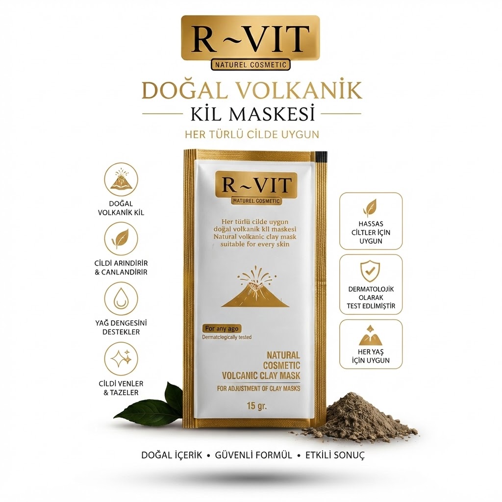 R-VIT Doğal Volkanik Kil Maskesi (15 gr) (10 Adet)