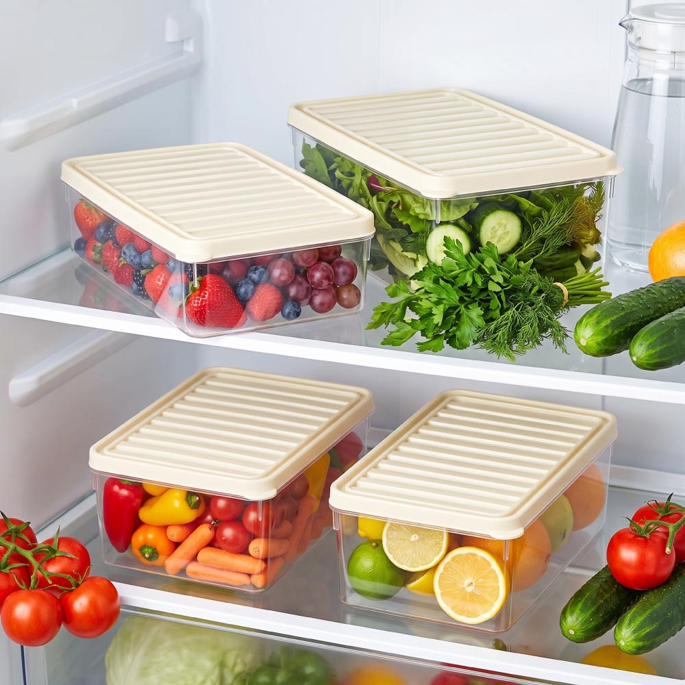 4’LÜ PAKET KAPAKLI BUZDOLABI ORGANİZERİ 1,0 LT – VITA GENİŞ