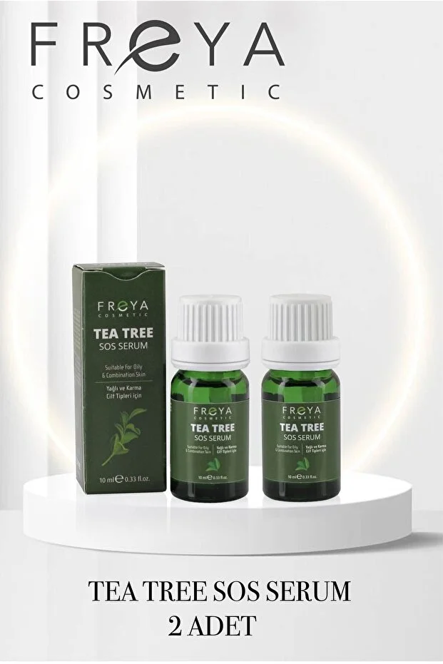 Çay Ağacı Yağı Tea Tree SOS Serum 2 Adet 10 ml Akne Siyah Nokta Karşıtı Yağlı Cilt