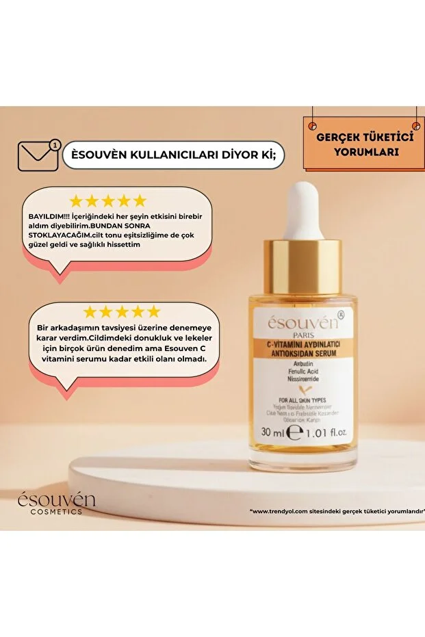 C-VİTAMİNİ NİACİNAMİDE - ARBUTİN-FERULİC ACİD AYDINLATICI- PARLATICI- TON EŞİTLEYİCİ-ANTİOKSİDAN SERUM