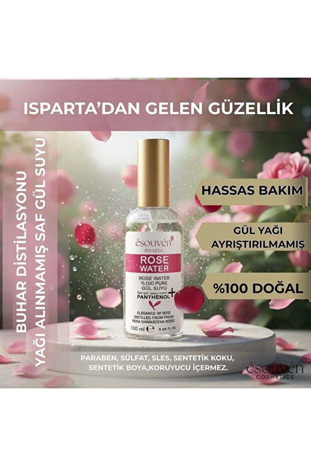 Esouven Isparta Gül Suyu Rose Water TONIC %100 Saf Organik