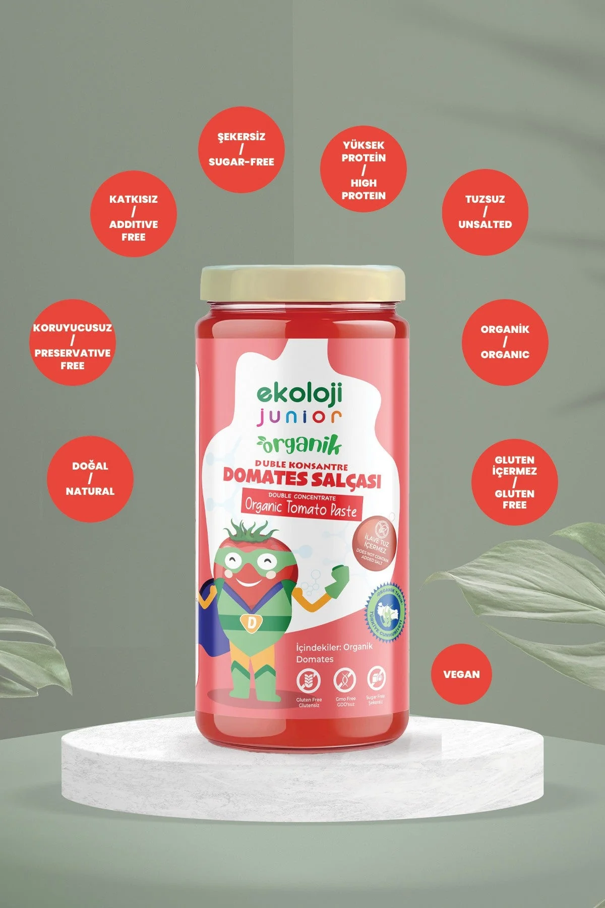 Junior Organik Tuzsuz Domates Salçası 230 Gr.
