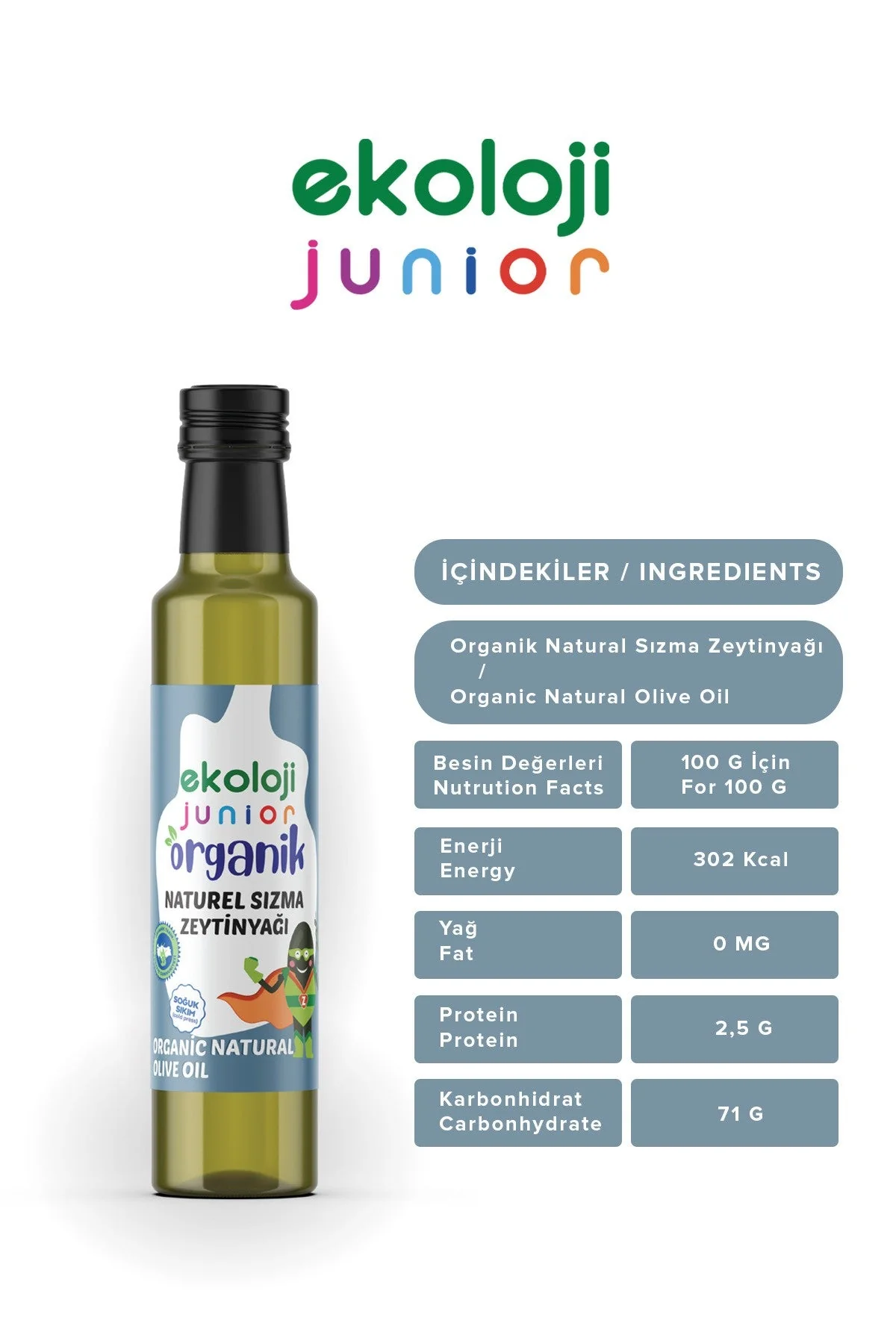Junior Organik Soğuk Sıkım Zeytinyağı 250 Ml