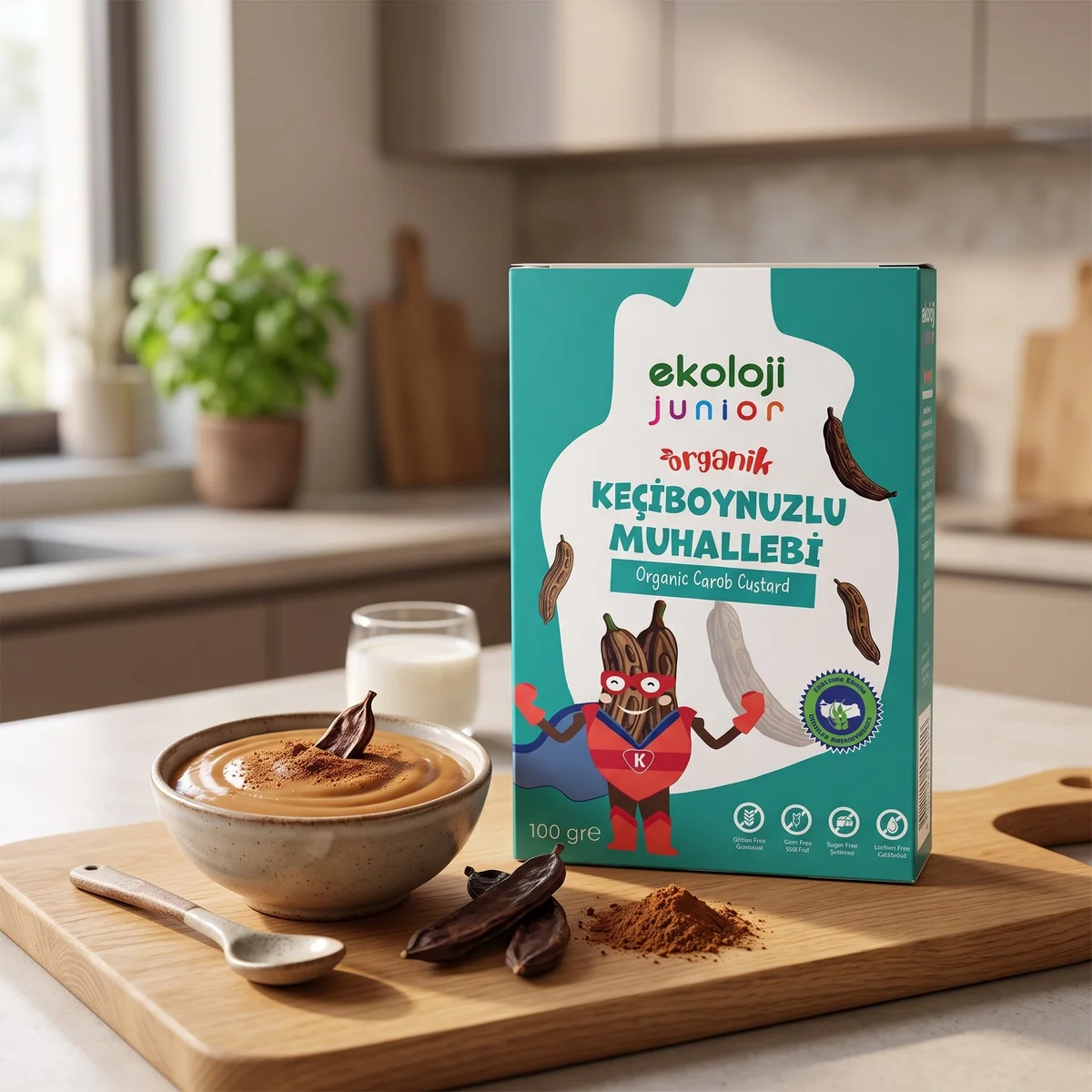 Junior Organik Glutensiz Muhallebi Keçiboynuzlu 100 Gr.