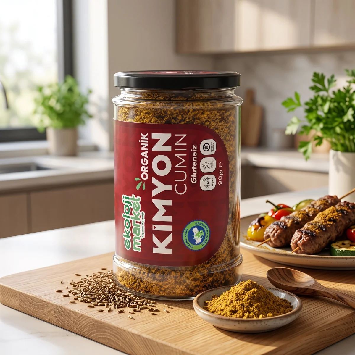 Organik Kavanoz Toz Kimyon 90 Gr.
