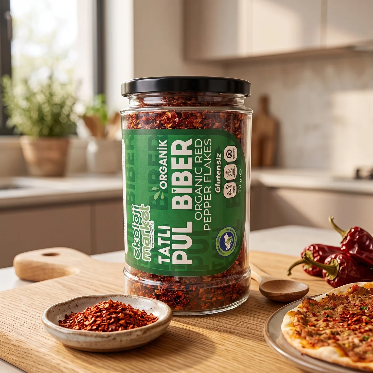 Organik Kavanoz Pul Biber Tatlı 70 Gr.