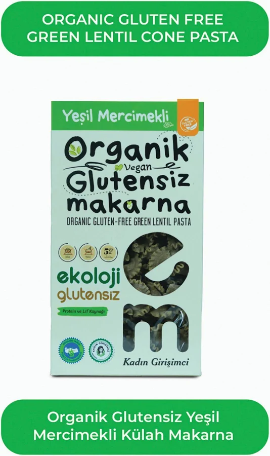 Organik Glutensiz Makarna Yeşil Mercimekli Külah 200 Gr.